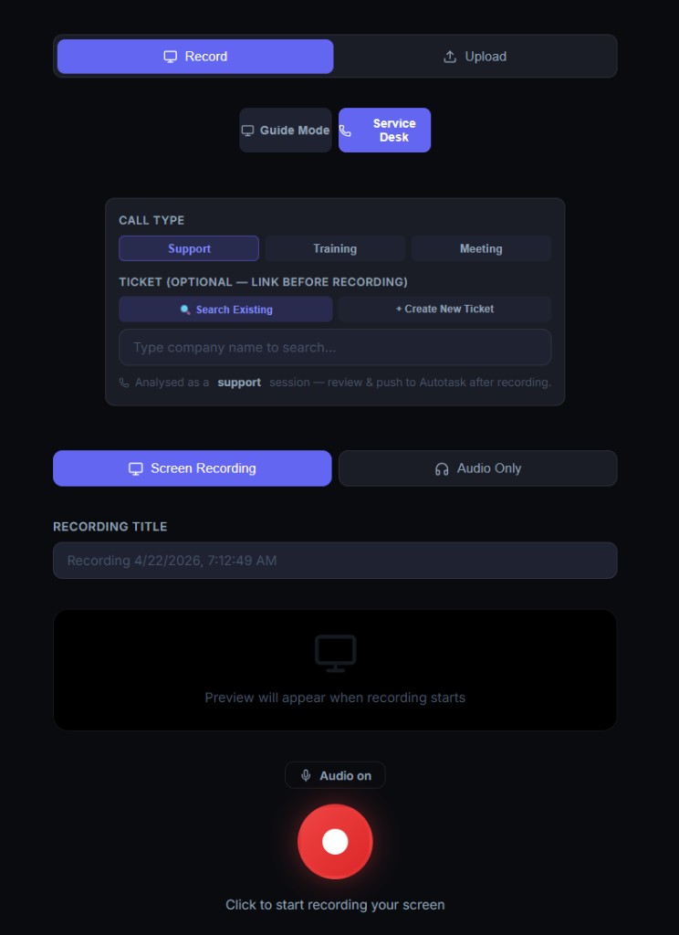 StepByStep360 Service Desk Mode — ticket linking before recording