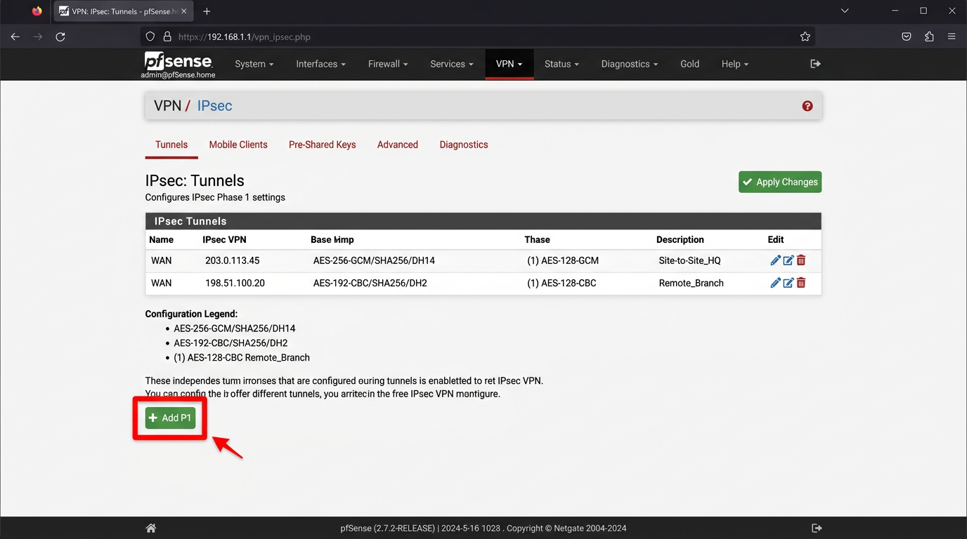pfSense Add P1 Entry